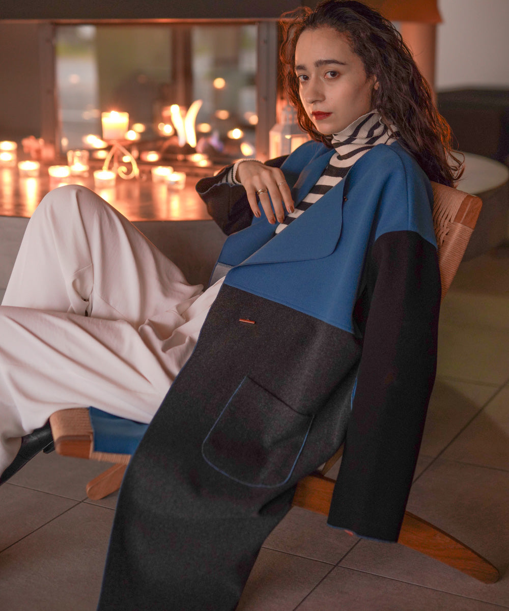 バイカラーコート