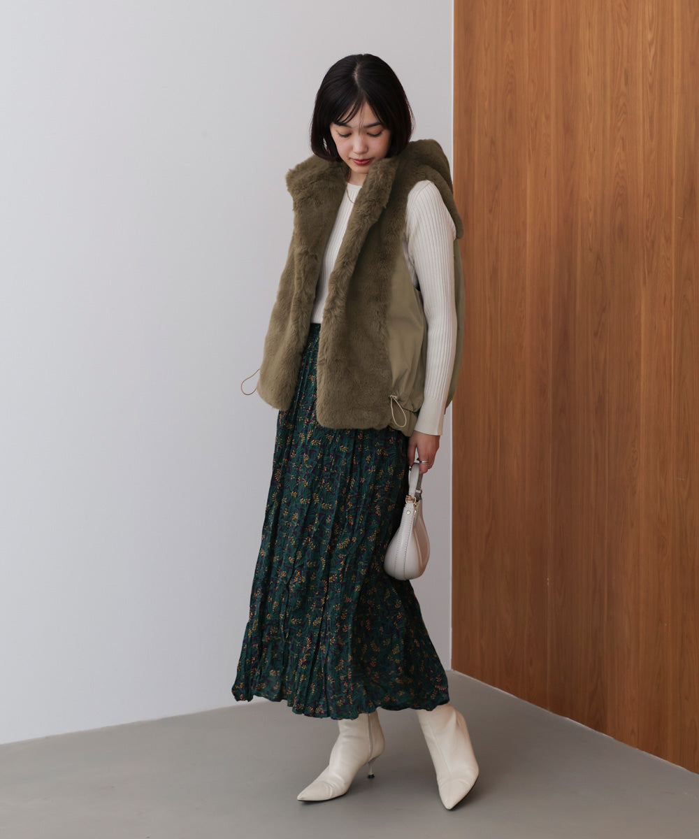 新品！異素材ダウンファーベスト 異素材MIXダウンファーベスト