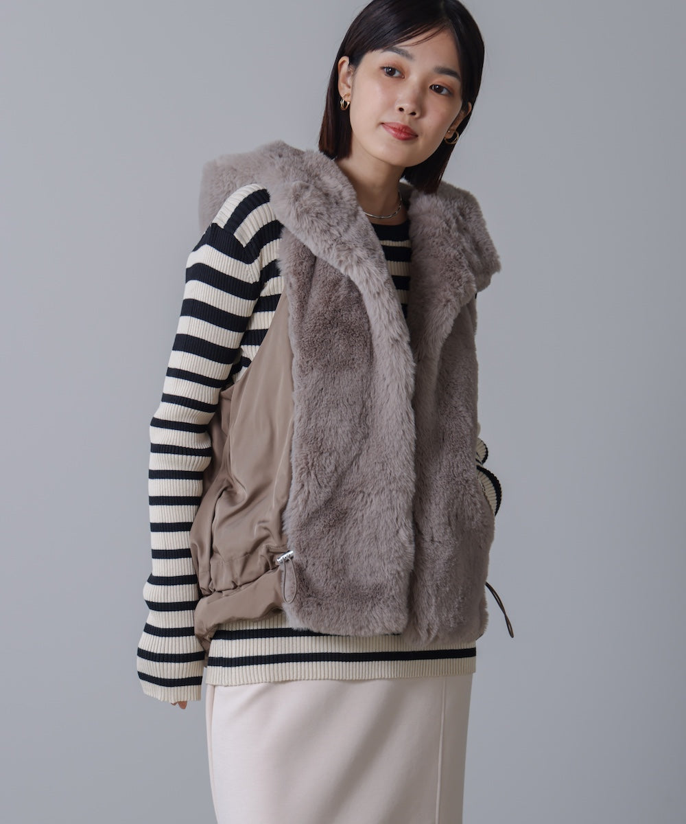 新品！異素材ＭＩＸダウンファーベスト 異素材MIXダウンファーベスト｜ブージュルードの通販｜&mall