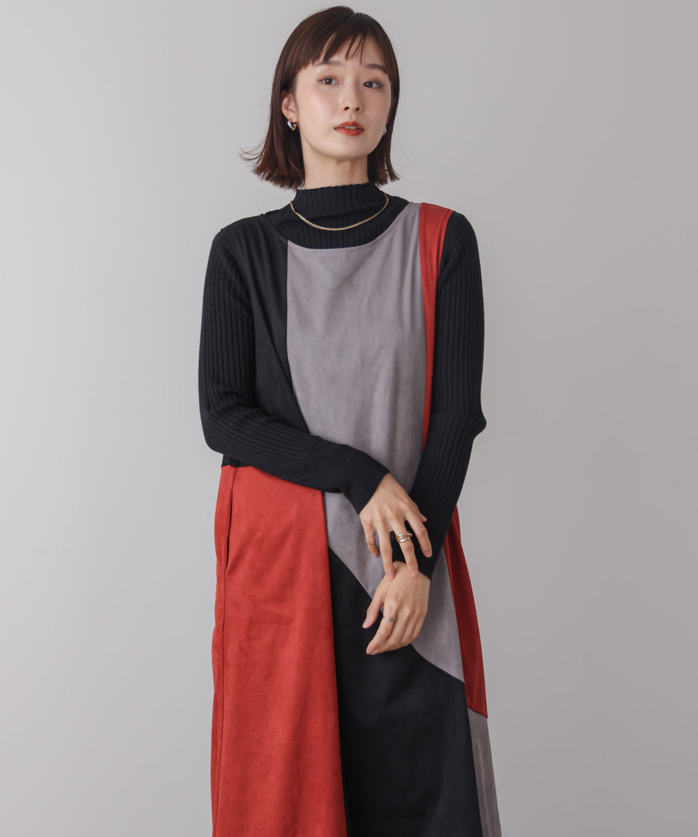 カラーブロックシルエットワンピース［11/7発送予定］