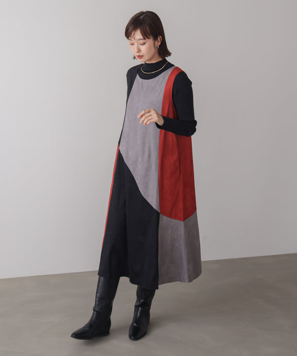 カラーブロックシルエットワンピース［11/7発送予定］