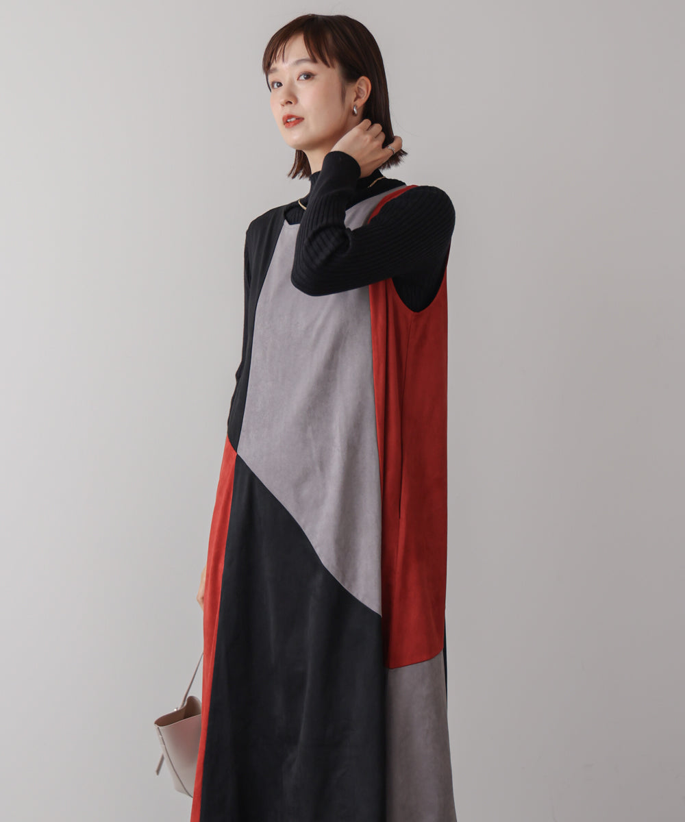 カラーブロックシルエットワンピース［11/7発送予定］