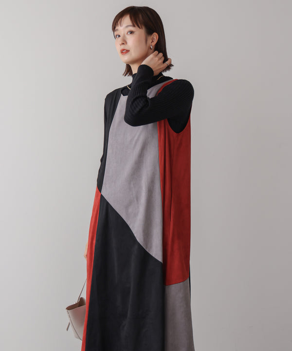 カラーブロックシルエットワンピース［11/7発送予定］