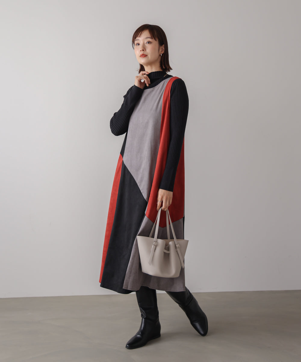 カラーブロックシルエットワンピース［11/7発送予定］