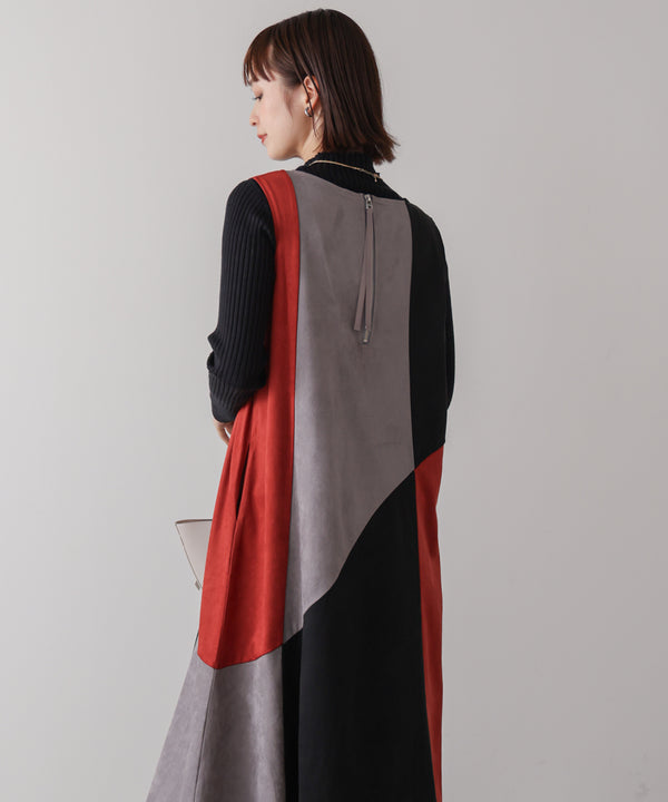 カラーブロックシルエットワンピース［11/7発送予定］