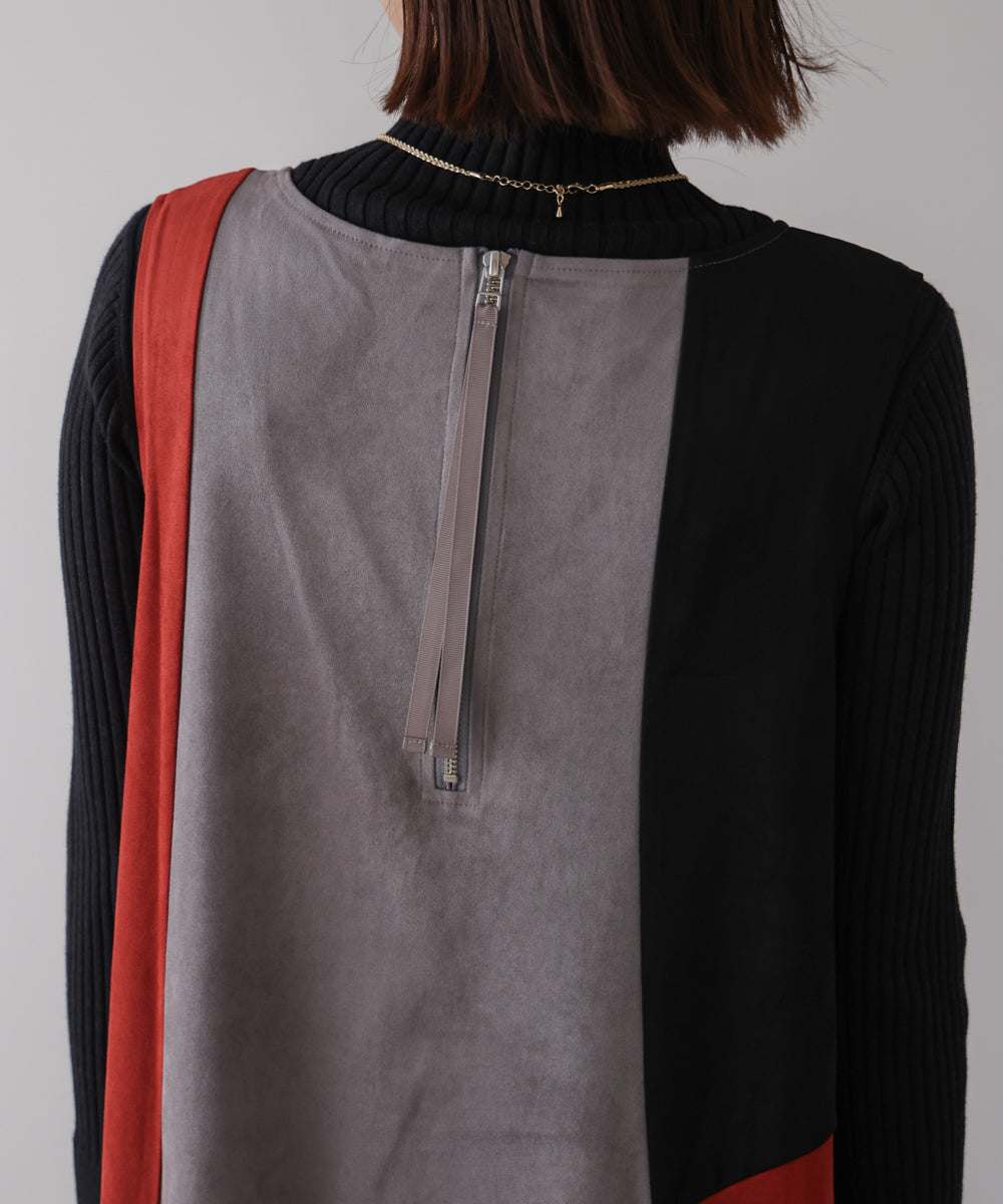 カラーブロックシルエットワンピース［11/7発送予定］