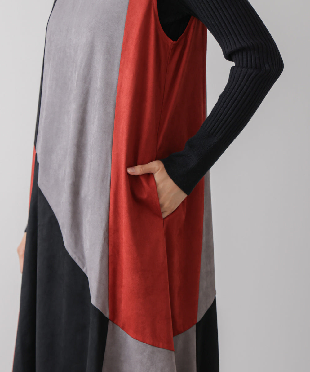 カラーブロックシルエットワンピース［11/7発送予定］