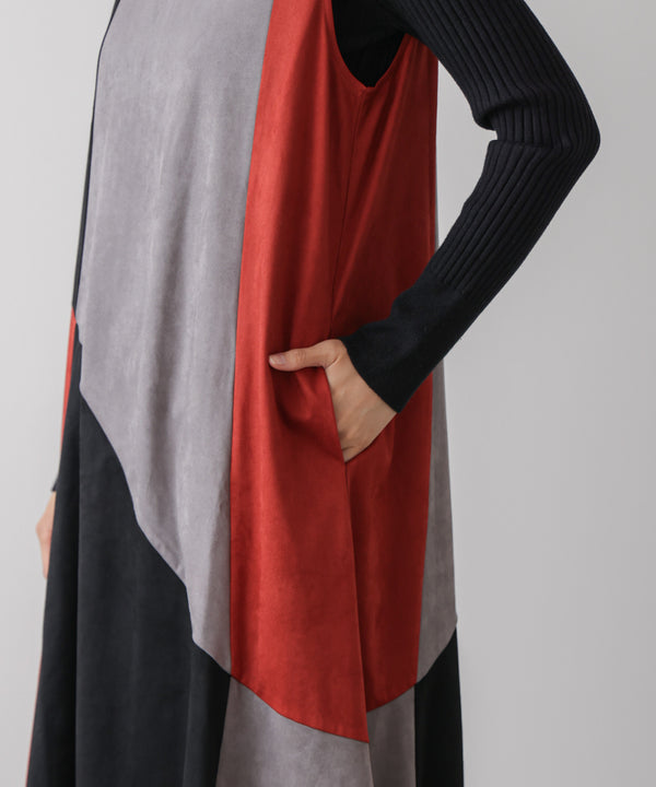 カラーブロックシルエットワンピース［11/7発送予定］