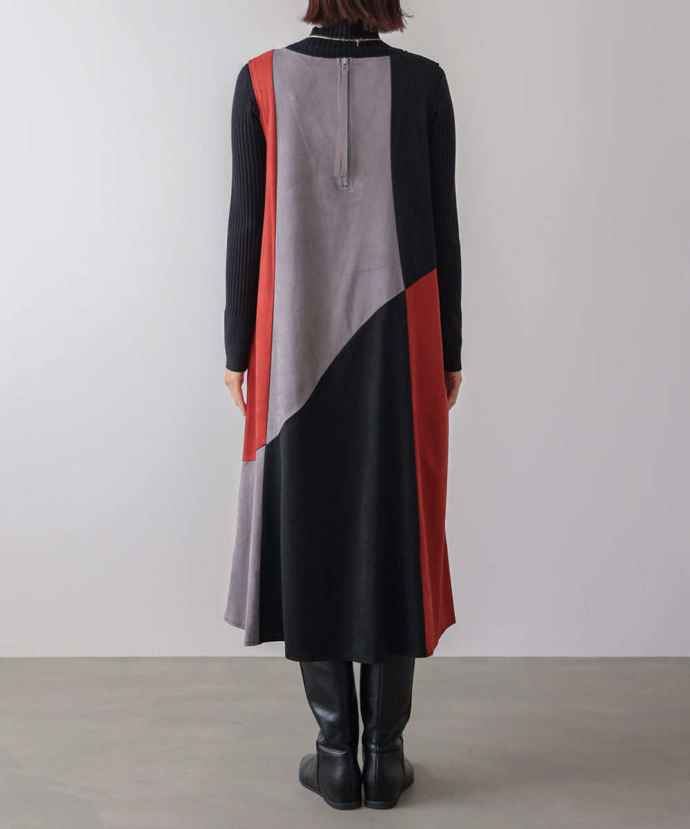 カラーブロックシルエットワンピース［11/7発送予定］