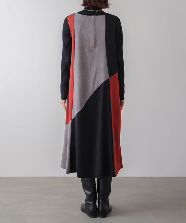 カラーブロックシルエットワンピース［11/7発送予定］