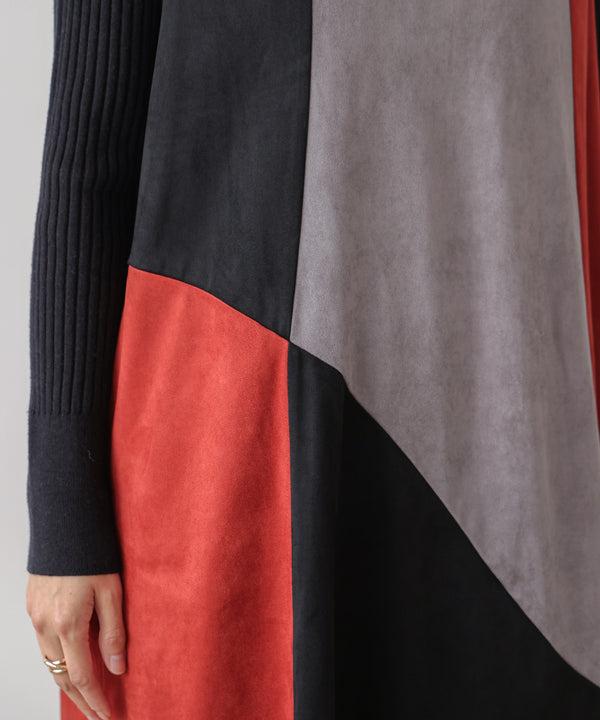 カラーブロックシルエットワンピース［11/7発送予定］