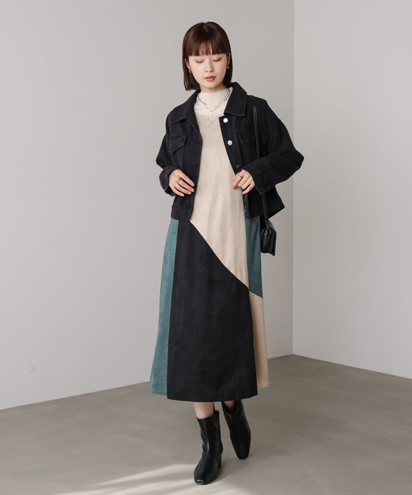 カラーブロックシルエットワンピース［11/7発送予定］