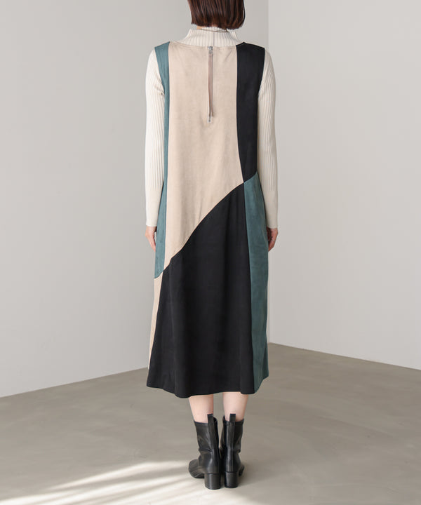 カラーブロックシルエットワンピース［11/7発送予定］