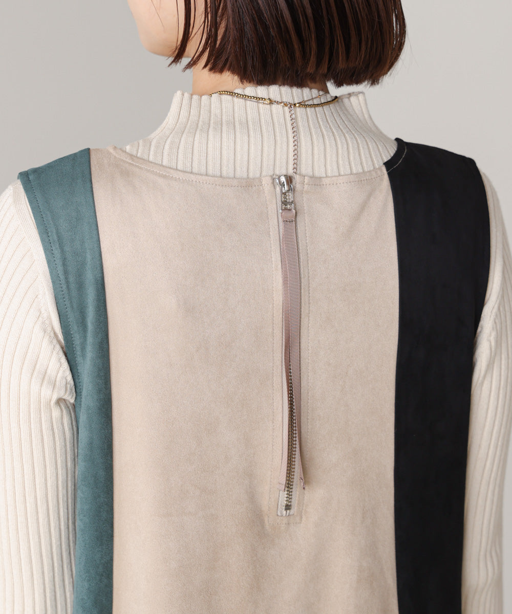 カラーブロックシルエットワンピース［11/7発送予定］