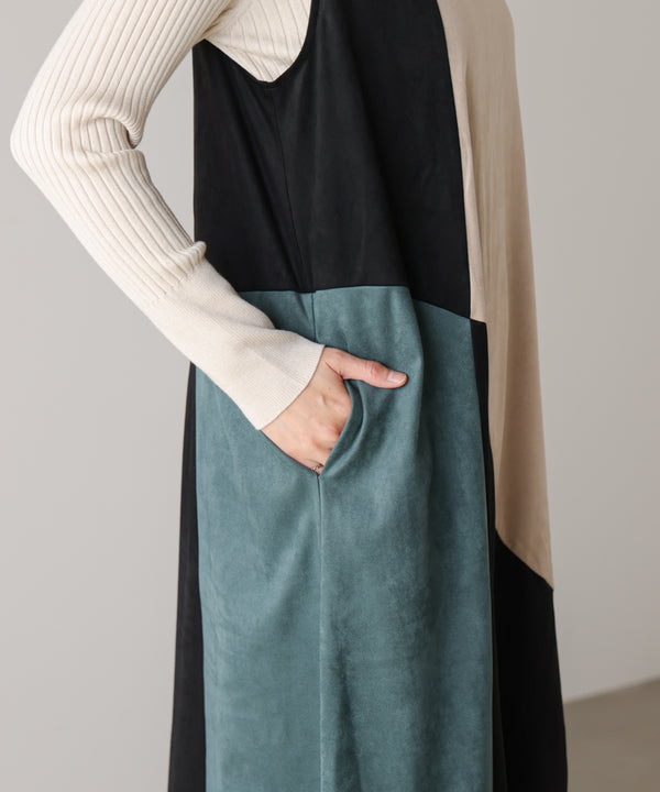 カラーブロックシルエットワンピース［11/7発送予定］