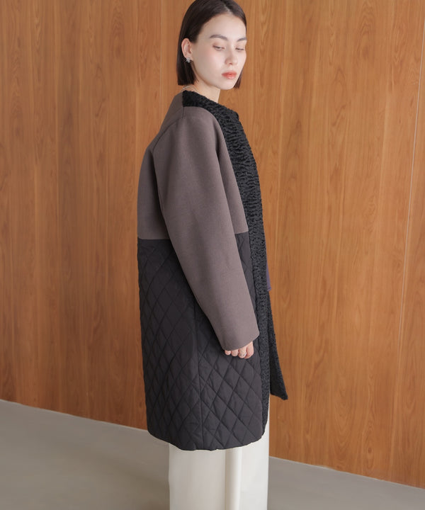 異素材配色コート［11/14発送予定］