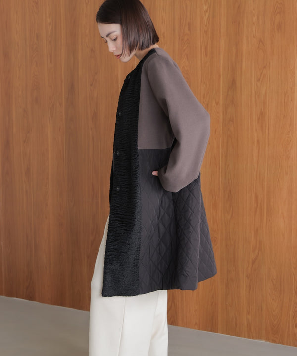 異素材配色コート［11/14発送予定］
