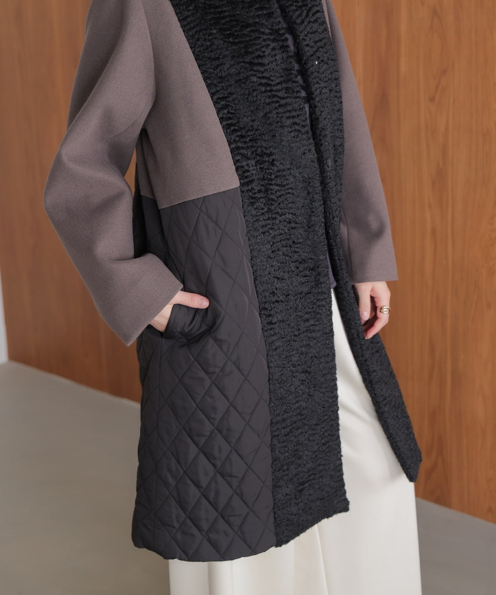 異素材配色コート［11/14発送予定］