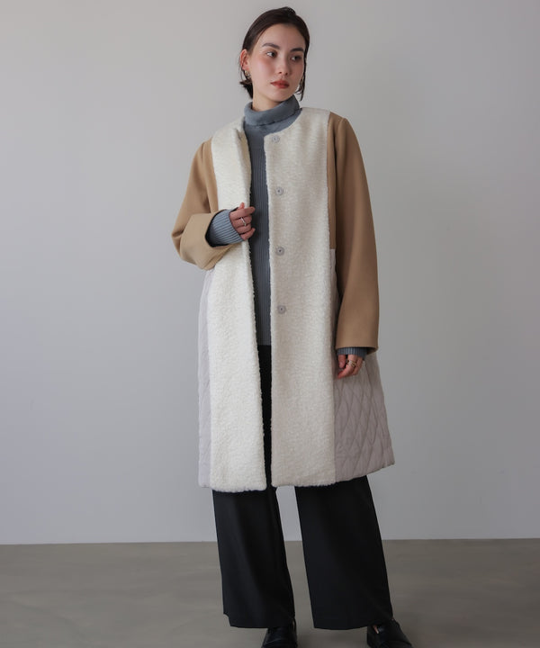 異素材配色コート［11/14発送予定］