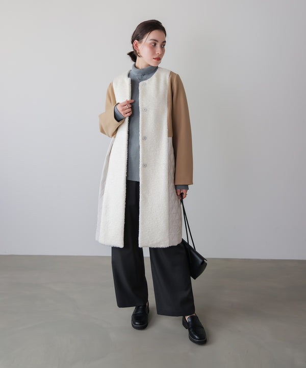 異素材配色コート［11/14発送予定］