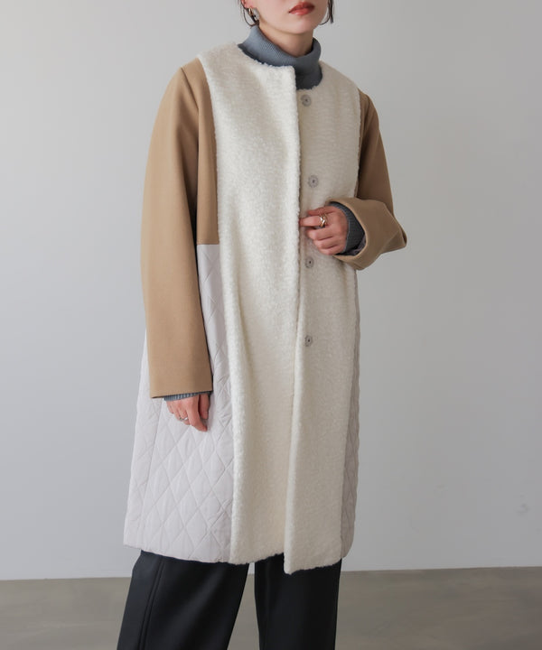 異素材配色コート［11/14発送予定］
