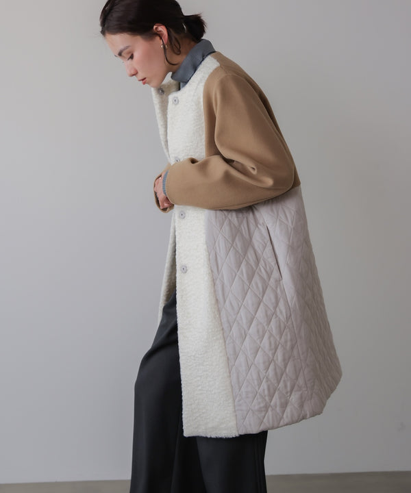 異素材配色コート［11/14発送予定］