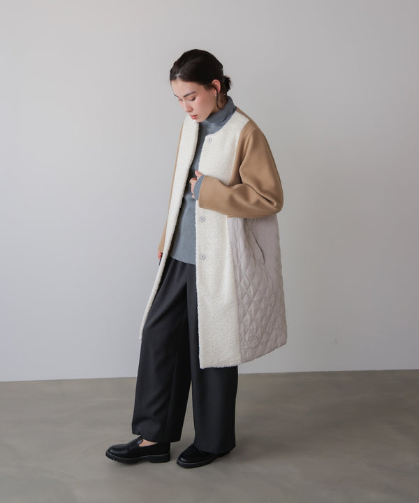 異素材配色コート［11/14発送予定］
