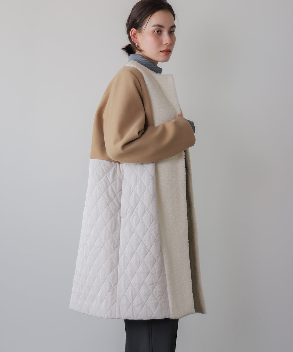 異素材配色コート［11/14発送予定］