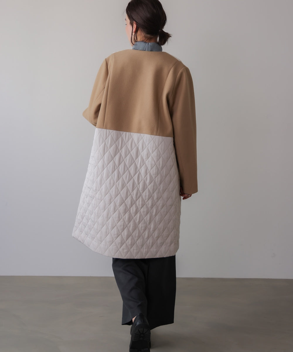 異素材配色コート［11/14発送予定］
