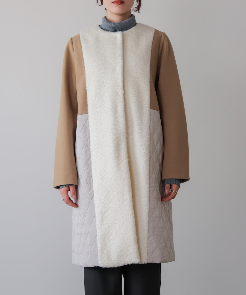 異素材配色コート［11/14発送予定］
