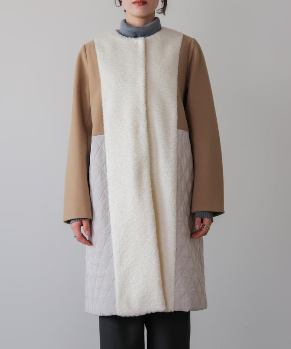 異素材配色コート［11/14発送予定］