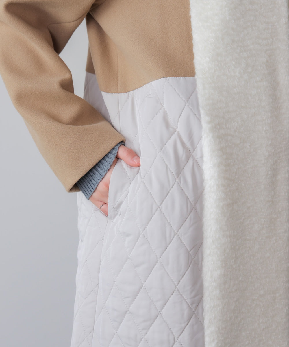 異素材配色コート［11/14発送予定］