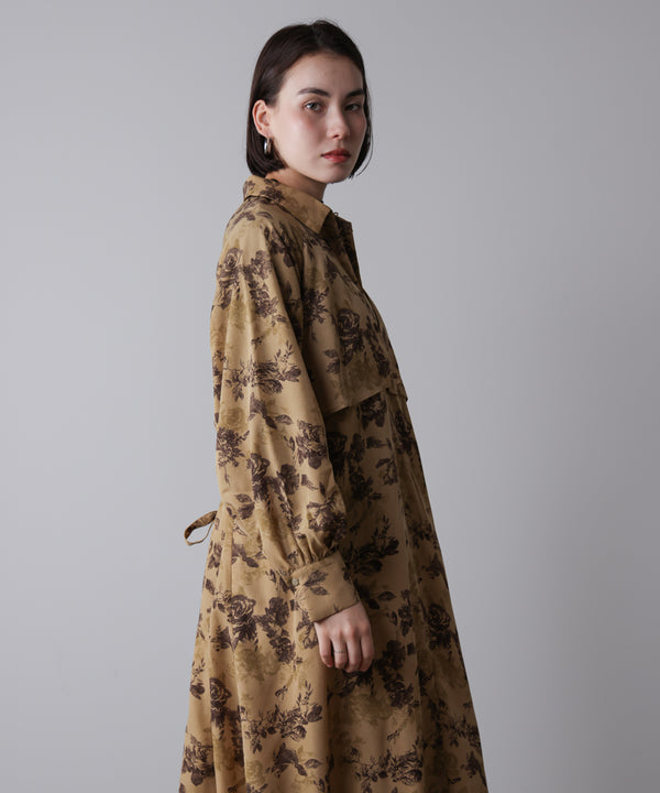 フロントフリル花柄ワンピース［11/12発送予定］