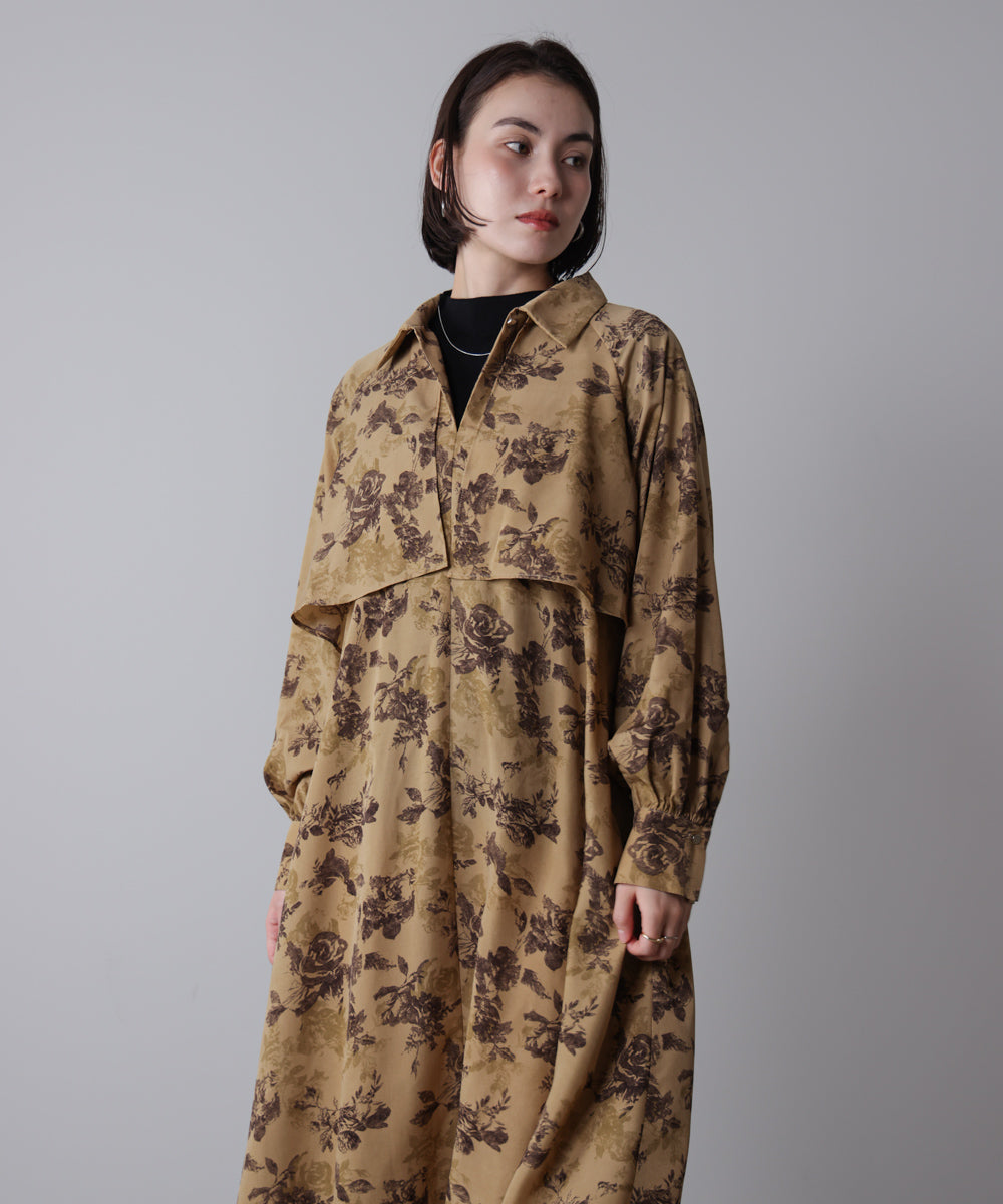 フロントフリル花柄ワンピース［11/12発送予定］