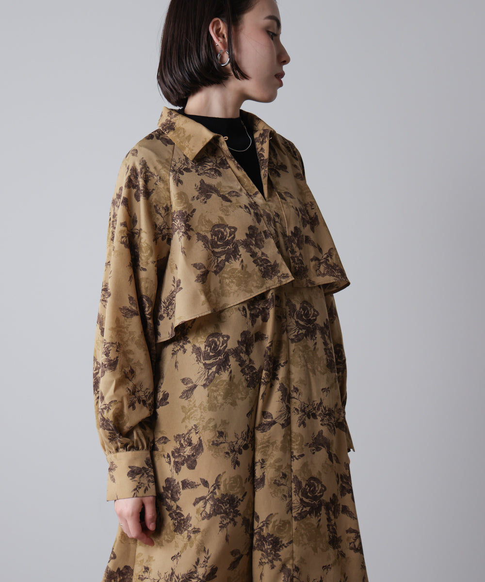 フロントフリル花柄ワンピース［11/12発送予定］