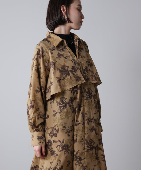 フロントフリル花柄ワンピース［11/12発送予定］