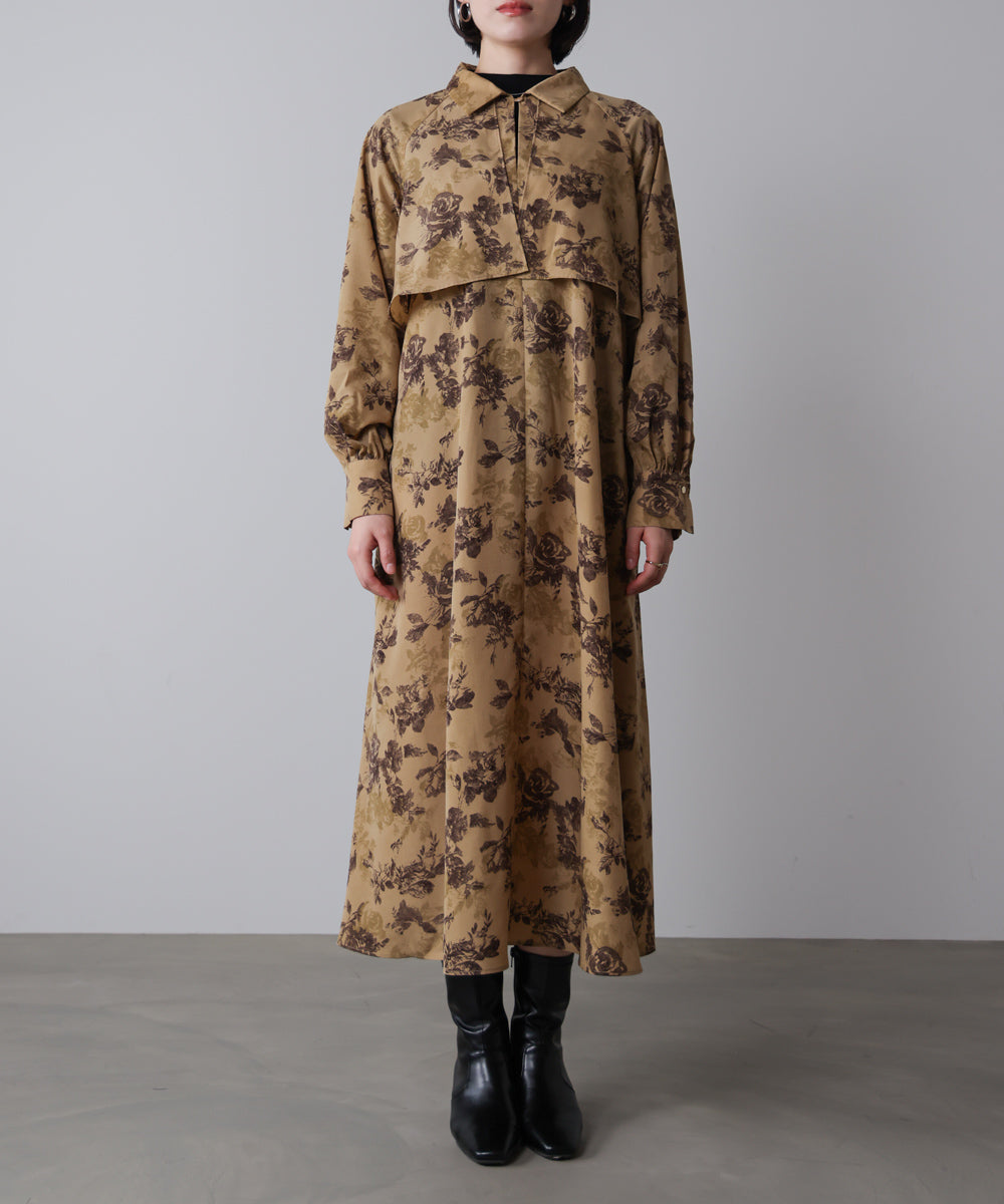 フロントフリル花柄ワンピース［11/12発送予定］