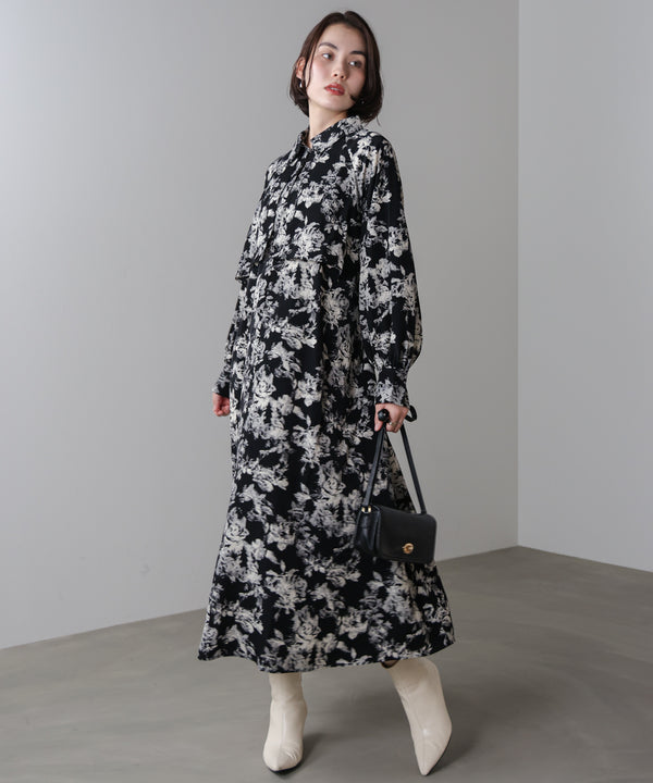 フロントフリル花柄ワンピース［11/12発送予定］