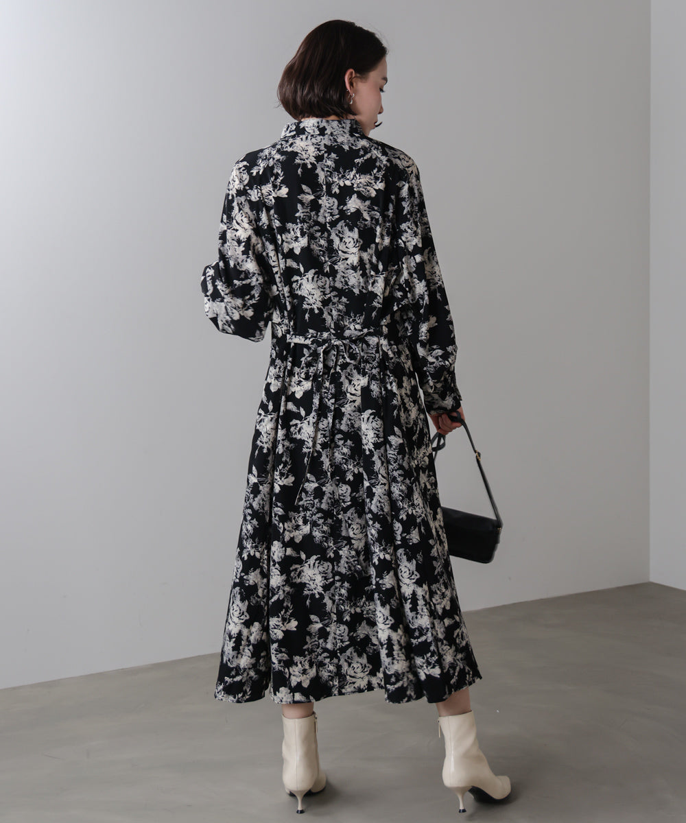 フロントフリル花柄ワンピース［11/12発送予定］