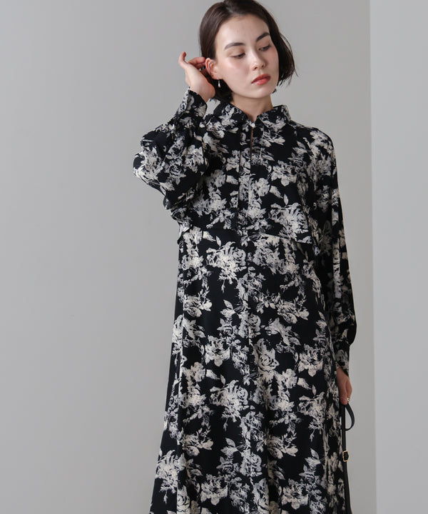 フロントフリル花柄ワンピース［11/12発送予定］