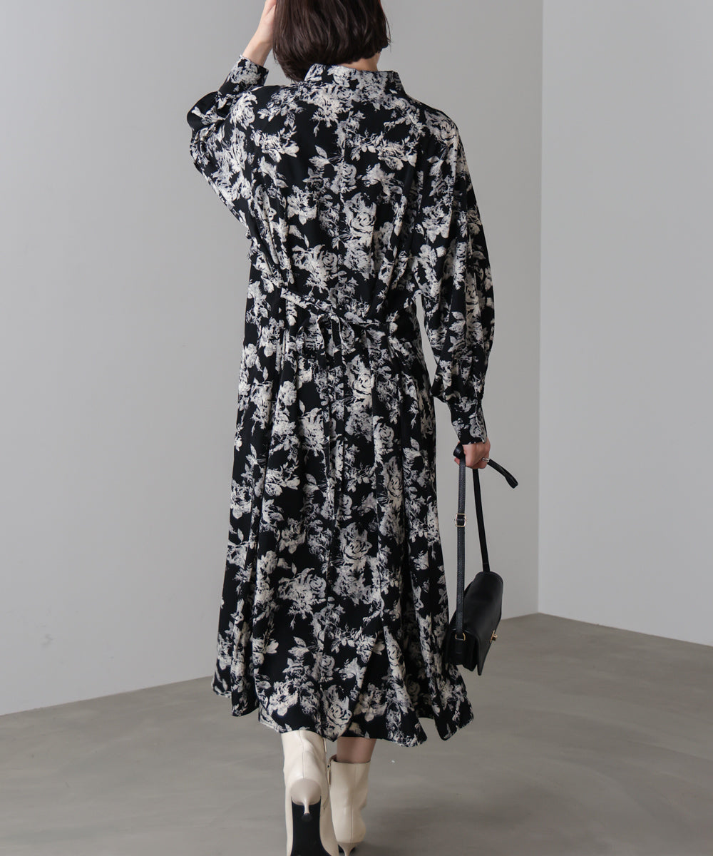 フロントフリル花柄ワンピース［11/12発送予定］