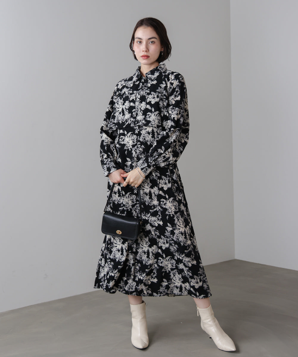 フロントフリル花柄ワンピース［11/12発送予定］