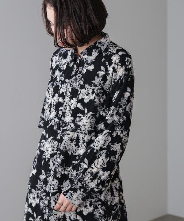フロントフリル花柄ワンピース［11/12発送予定］
