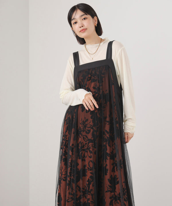 フロッキー花柄ジャンパースカート