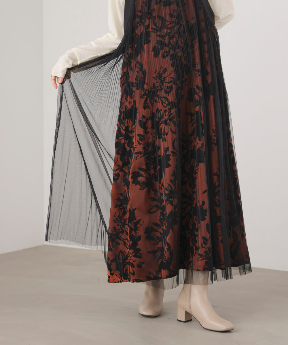 フロッキー花柄ジャンパースカート