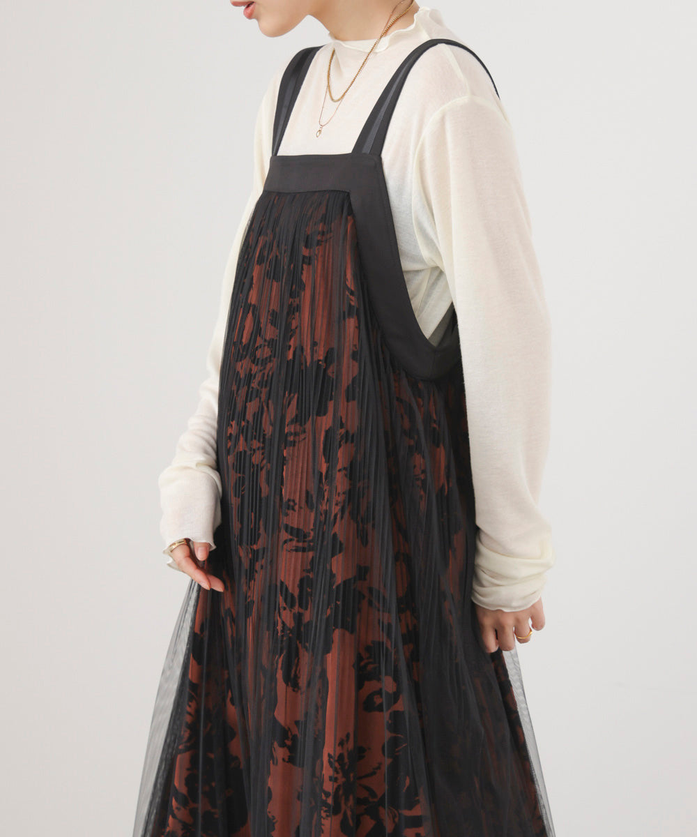 フロッキー花柄ジャンパースカート