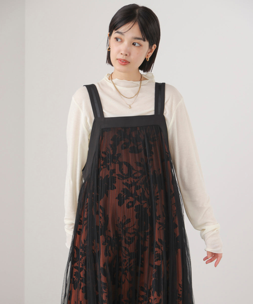 フロッキー花柄ジャンパースカート