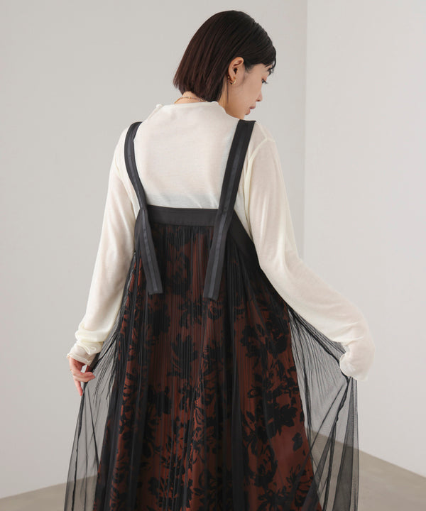 フロッキー花柄ジャンパースカート