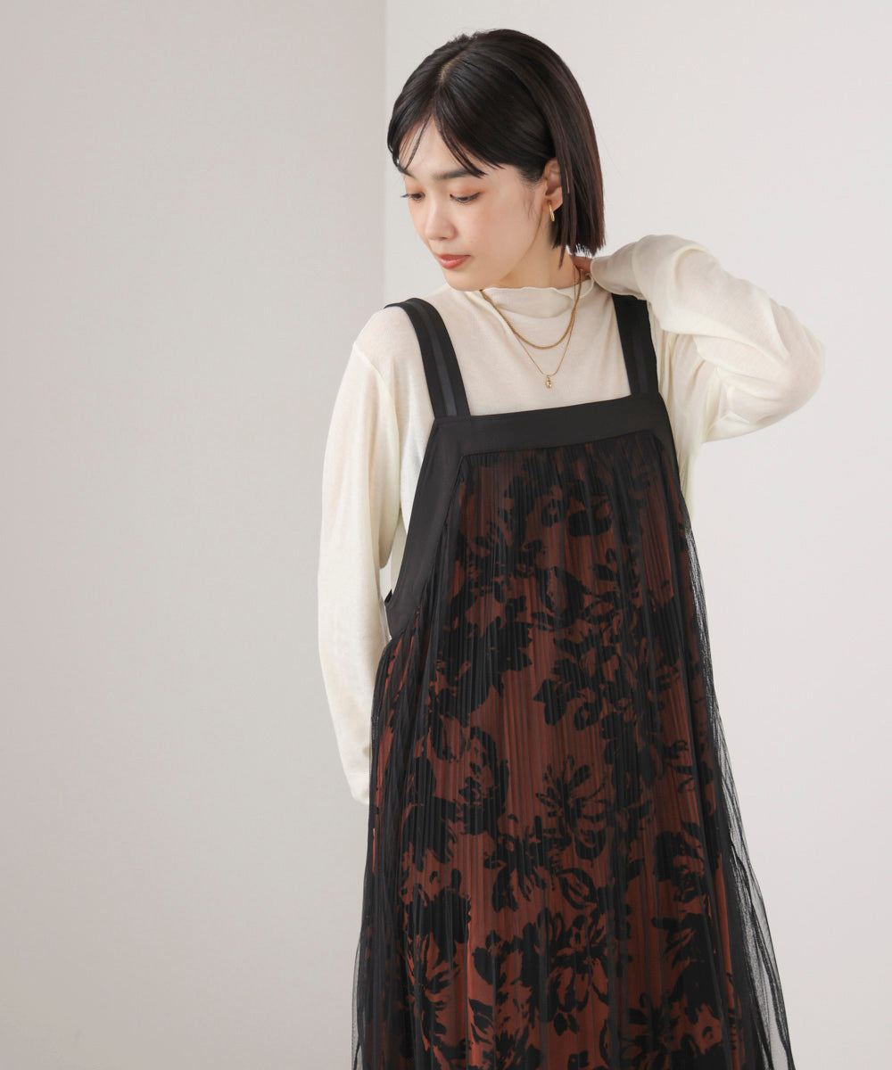 フロッキー花柄ジャンパースカート