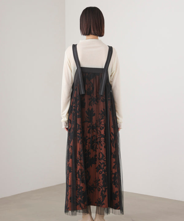 フロッキー花柄ジャンパースカート